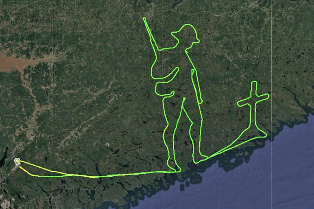 Piloto canadense faz voo de duas horas para desenhar homenagem à soldados mortos nas guerras mundiais